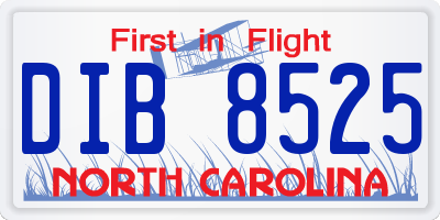 NC license plate DIB8525