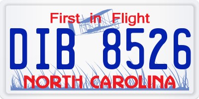 NC license plate DIB8526
