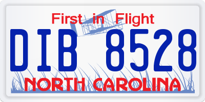 NC license plate DIB8528