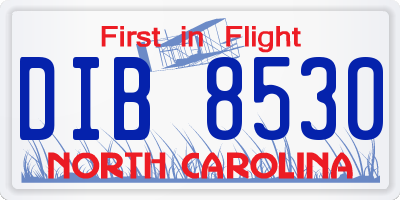NC license plate DIB8530