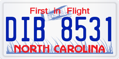 NC license plate DIB8531