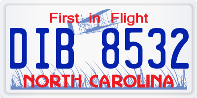 NC license plate DIB8532