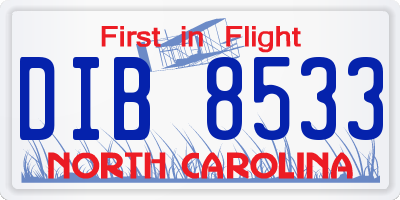 NC license plate DIB8533