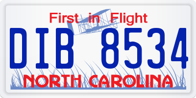NC license plate DIB8534