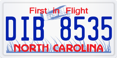 NC license plate DIB8535