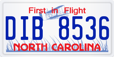 NC license plate DIB8536