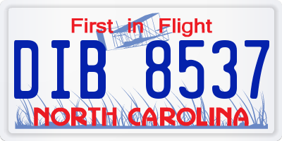 NC license plate DIB8537