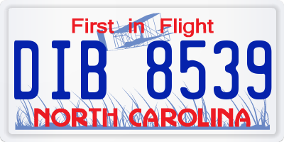 NC license plate DIB8539