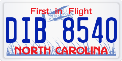 NC license plate DIB8540