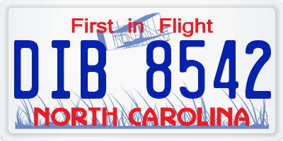 NC license plate DIB8542