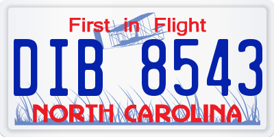 NC license plate DIB8543