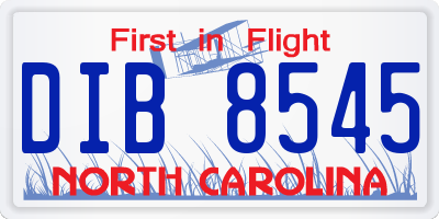 NC license plate DIB8545