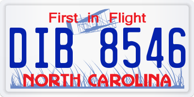 NC license plate DIB8546