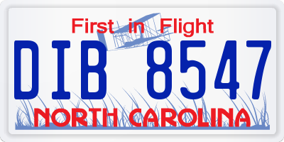 NC license plate DIB8547