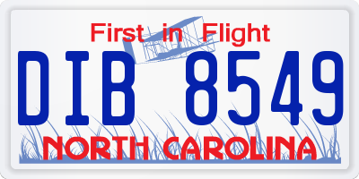NC license plate DIB8549