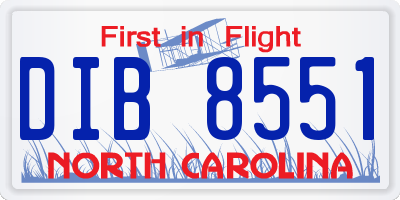 NC license plate DIB8551