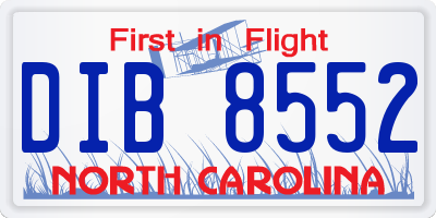 NC license plate DIB8552