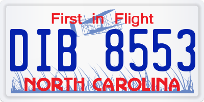 NC license plate DIB8553