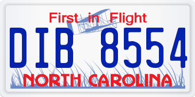 NC license plate DIB8554
