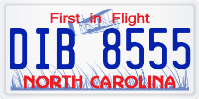 NC license plate DIB8555