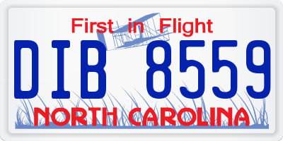 NC license plate DIB8559