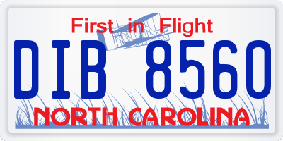 NC license plate DIB8560