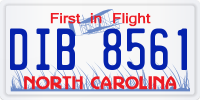 NC license plate DIB8561