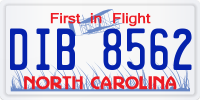 NC license plate DIB8562