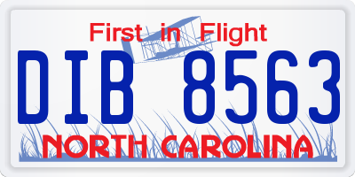 NC license plate DIB8563