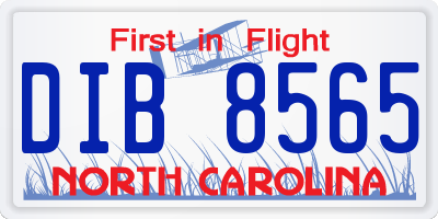 NC license plate DIB8565