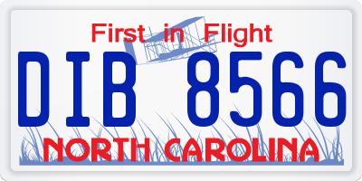 NC license plate DIB8566