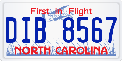 NC license plate DIB8567