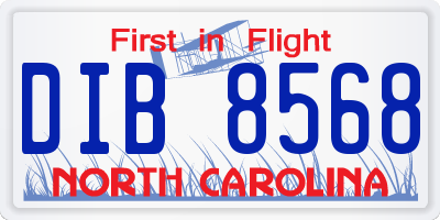 NC license plate DIB8568