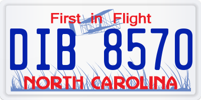 NC license plate DIB8570