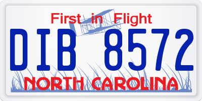 NC license plate DIB8572