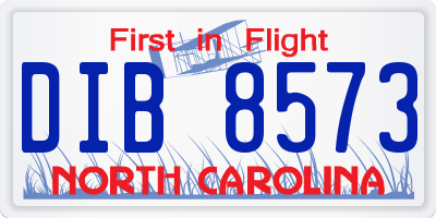 NC license plate DIB8573
