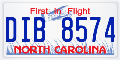 NC license plate DIB8574