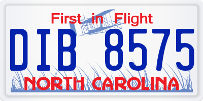 NC license plate DIB8575