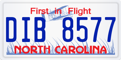 NC license plate DIB8577