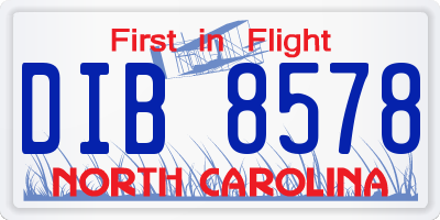 NC license plate DIB8578