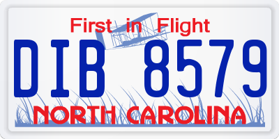 NC license plate DIB8579