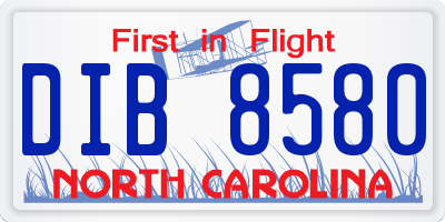 NC license plate DIB8580