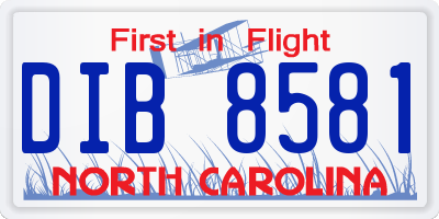 NC license plate DIB8581