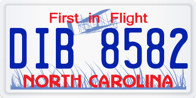 NC license plate DIB8582
