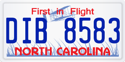 NC license plate DIB8583