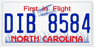 NC license plate DIB8584