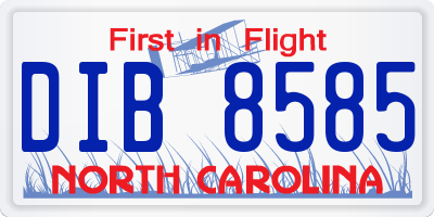 NC license plate DIB8585