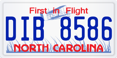 NC license plate DIB8586