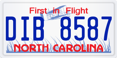 NC license plate DIB8587