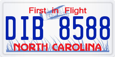 NC license plate DIB8588